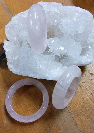 Rose Quartz Crystal Band Ring